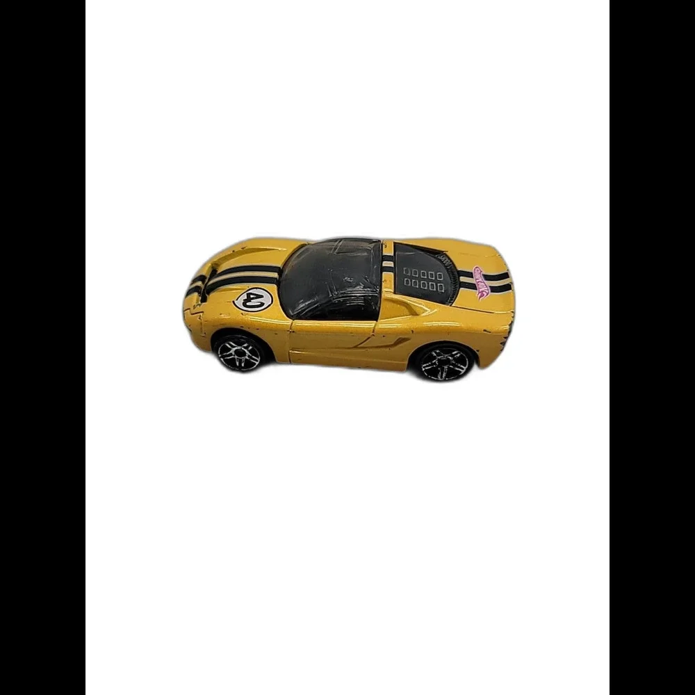 Hot Wheels 40 Somethin' Toy Car Diecast 2001 Yellow Black Stripes Tinted 1:64
